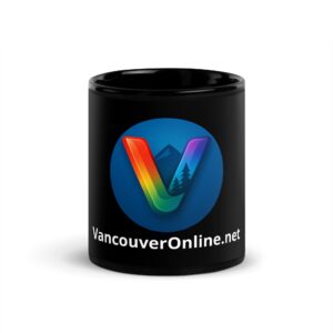 Vancouver WA Pride Black Glossy Mug