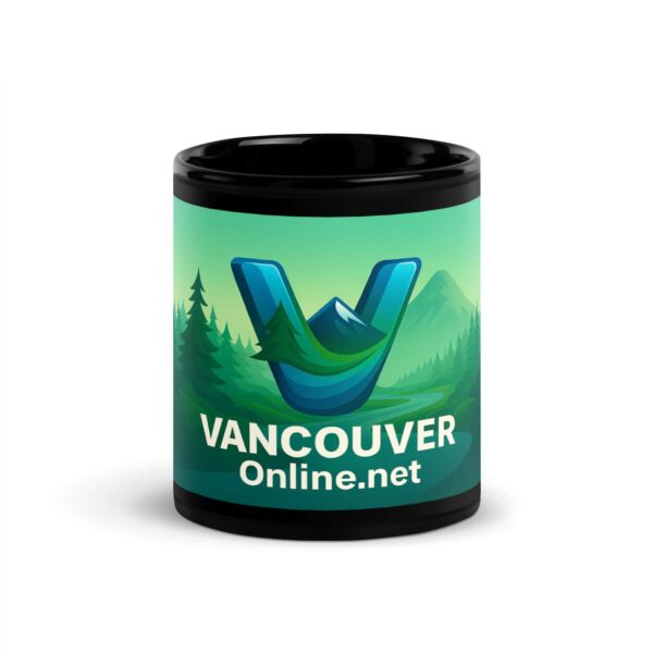 VancouverOnline.net Logo Mug – Sleek Glossy Ceramic Design